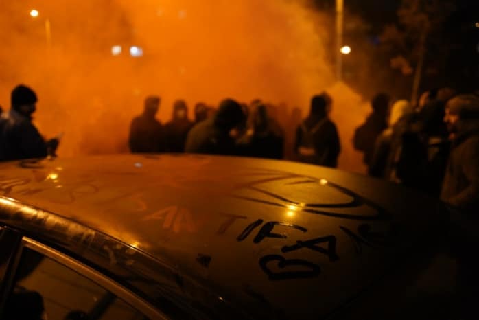 Die Blockade um 19:33 Uhr in der Eberstraße. Foto: LZ