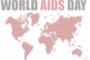 Weltkarte mit der Überschrift World Aids Day