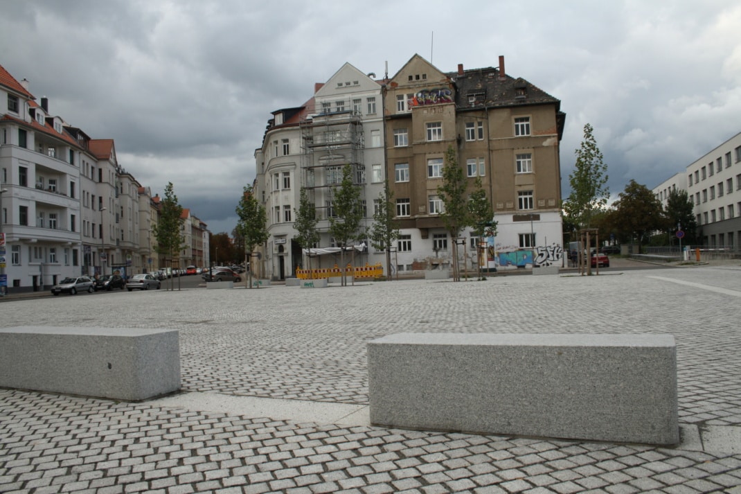 Steine des Anstoßes: der Huygensplatz in Möckern. Foto: Ralf Julke