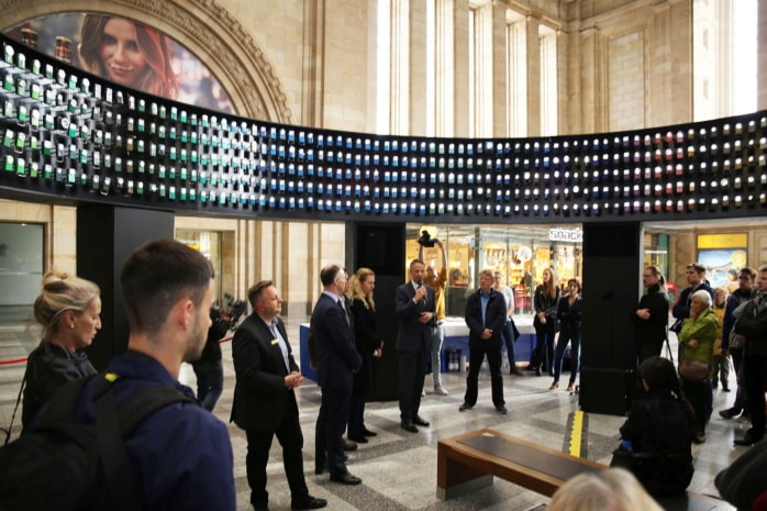 Eröffnung der Licht-Ton-Installation am 1.10.2019 im Hauptbahnhof Leipzig. Foto: Andreas Schmidt