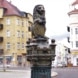 Restaurierte Pumpe vom Typ Kleiner Löwe, 2013 auf dem Huygensplatz in Möckern aufgestellt.