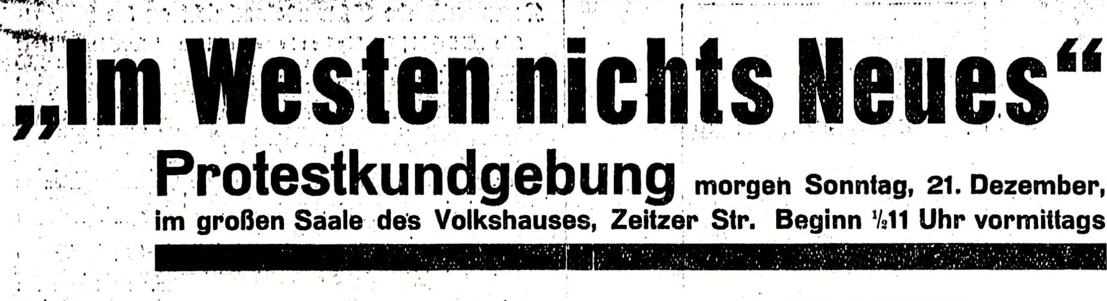 Zeitungsannonce vom 20. Dezember 1930. Foto: Peter Uhrbach