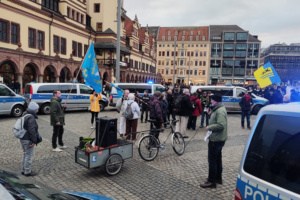 Demonstranten auf dem Leipziger Markt.