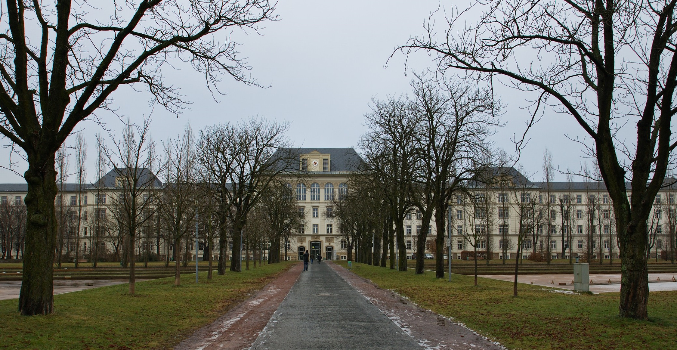 Die Hauptallee zur Kaserne Möckern. Foto: Appaloosa_LE, CC BY-SA 3.0, https://commons.wikimedia.org/w/index.php?curid=53017136