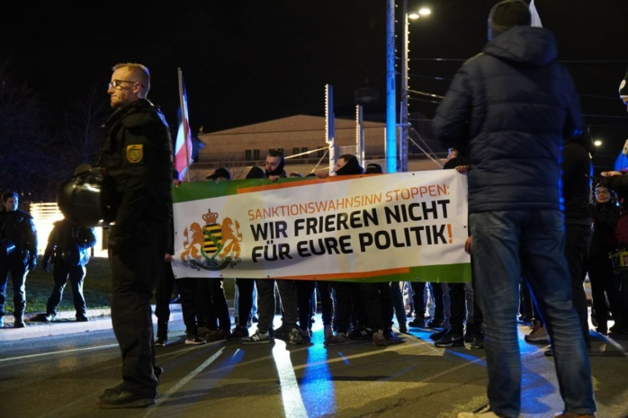 Demonstrierende auf dem Leipziger Innenstadtring