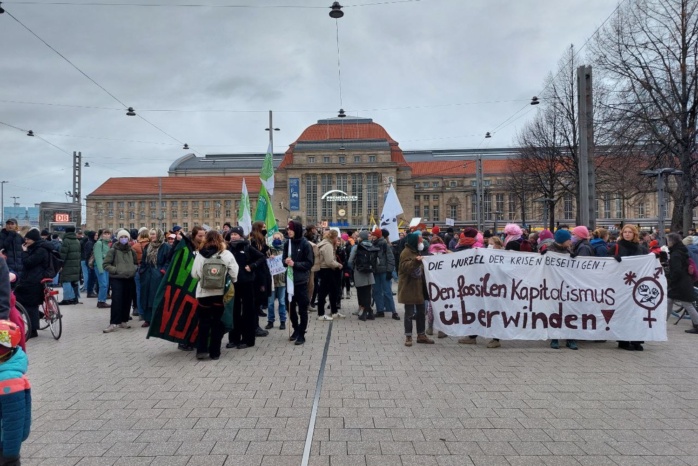 Solidaritäts-Demonstration für Lützerath in Leipzig, 14. Januar 2023. Foto: Sabine Eicker