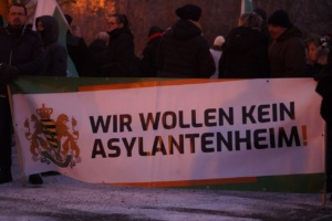 Banner der Kleinstpartei Freie Sachsen.
