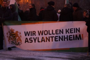 Banner der Kleinstpartei Freie Sachsen.