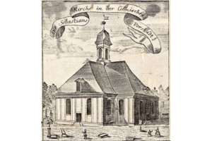 Historische Abbildung der Kirche.