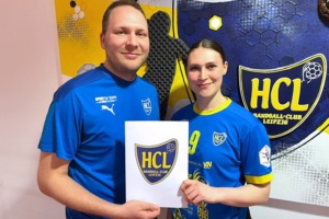 Jennifer Hofmann mit HCL-Trainer Fabian Kunze. Foto: HC Leipzig e.V.