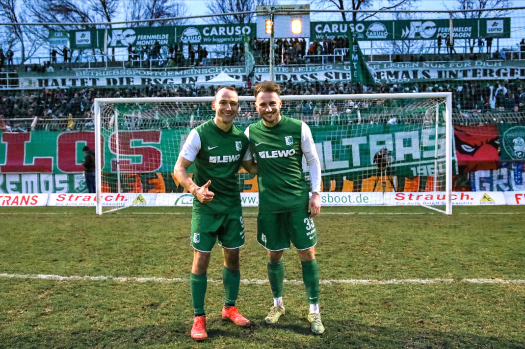Timo Mauer und Denis Jäpel machen bei Chemie weiter. Foto: BSG Chemie Leipzig/ Christian Donner