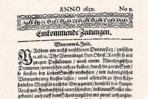 Finanzierung Einkommende Zeitungen von 1650. © gemeinfrei Wikipedia