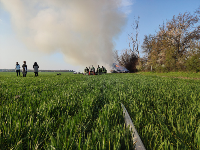 Brandbekämpfung durch Abbrennenlassen, am 9. April 2023 bei Leipzig. Foto: LZ