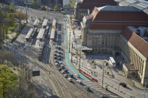 Veränderte Verkehrsführung am Hauptbahnhof aus der Vogelperspektive.