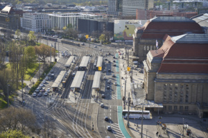 Veränderte Verkehrsführung am Hauptbahnhof aus der Vogelperspektive.