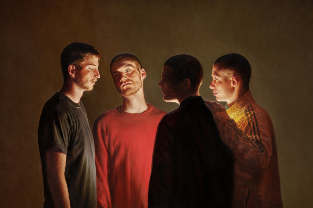 Gemälde mit Menschengruppe.