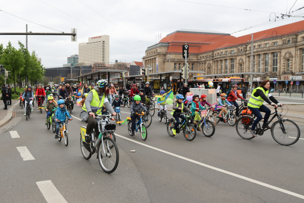 Die Kidical Mass am 7. Mai 2023 in Leipzig. Foto: Michael Freitag