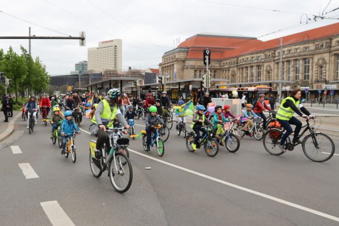Die Kidical Mass am 7. Mai 2023 in Leipzig. Foto: Michael Freitag