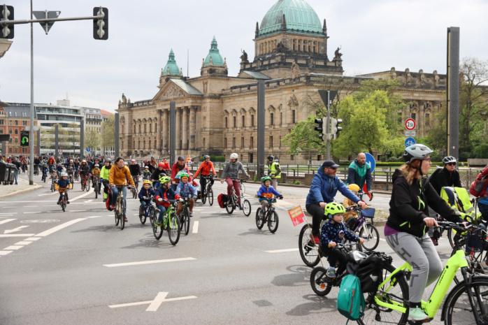 Die Kidical Mass am 7. Mai 2023 in Leipzig. Foto: Michael Freitag
