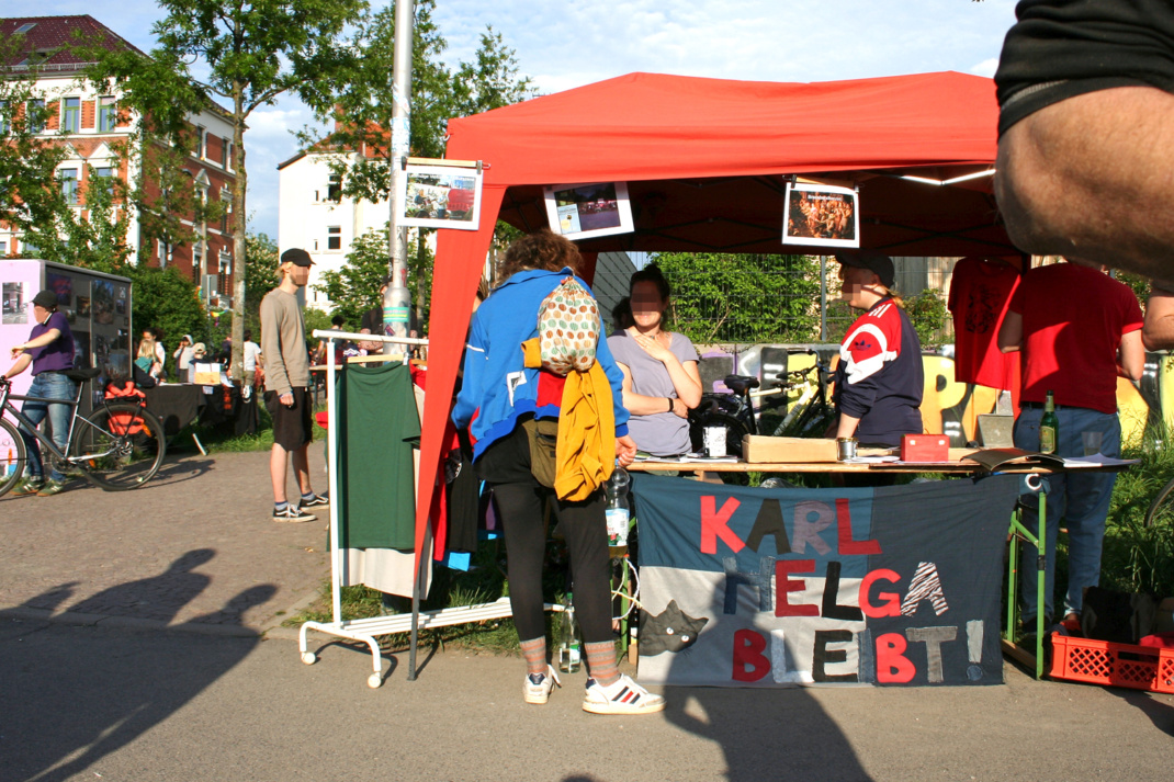 Infostand von Karl Helga beim Jubiläumsfest. Foto: Birte Lampart