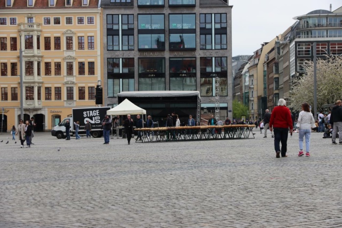 Gewerkschaftskundgebung auf dem Leipziger Marktplatz am 1. Mai ist nun beendet. Foto: Michael Freitag