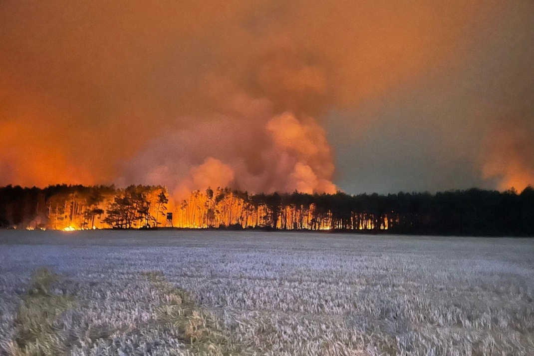 Waldbrand auf dem Gebiet der Gemeinde Arzberg, Ortslage Kötten, am 25. Juli 2022. Foto: LRA Nordsachsen