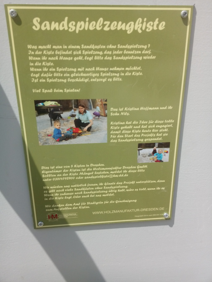 Die Spielzeugkiste auf dem Spielplatz in Löbtau (Dresden). Foto: Linda Bigga (privat)