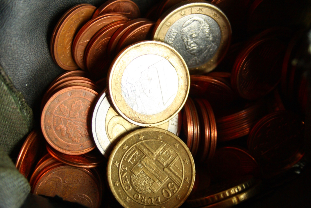 Euro- und Centstücke.