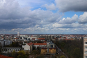 Die Dächer der Stadt Leipzig.