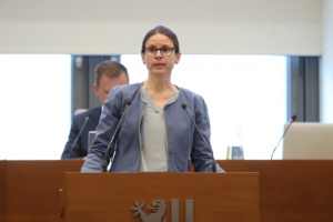 Kristina Weyh spricht zum Grünen-Antrag zum Wirtschaftsverkehr. Foto: Jan Kaefer