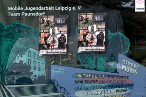 Mit diesen Plakaten wurden Jugendeinrichtungen in Paunsdorf attackiert. Foto: MJA Leipzig e.V.