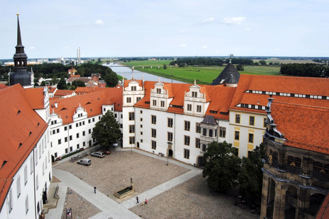 Blick vom Hausmannsturm im Schloss Hartenfels i Torgau. Foto: LTM, Andreas Schmidt