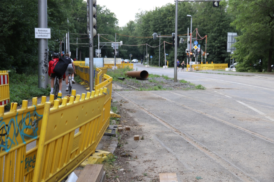 Blick zur Kreuzung Waldstraße/Leutzscher Allee.