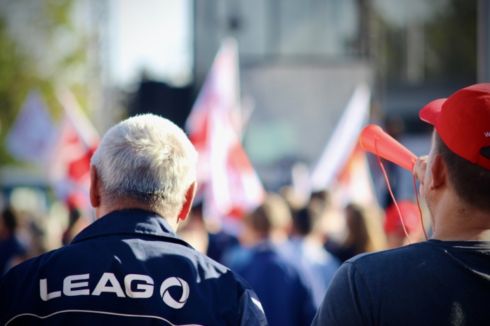 2500 LEAG-Beschäftigte nahmen am heutigen Warnstreik teil und legten ihre Arbeit nieder./ Foto: IGBCE