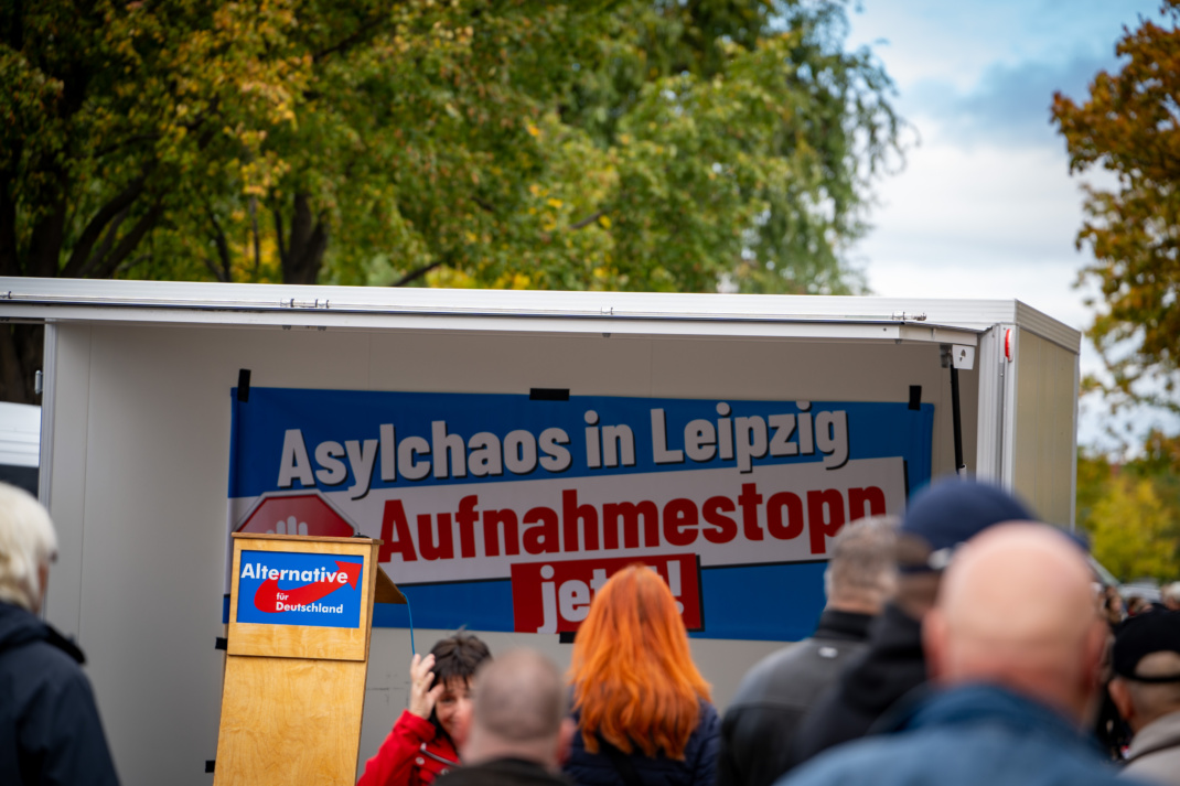 Protest der AfD, Menschen bei Demo.