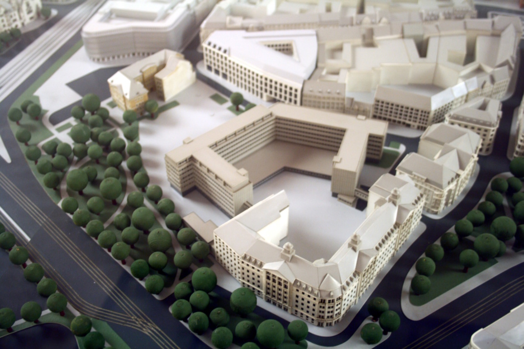 Der Matthäikirchhof im Stadtmodell.