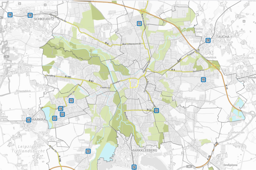 P+R-Plätze in und um Leipzig.Karte: Stadt Leipzig