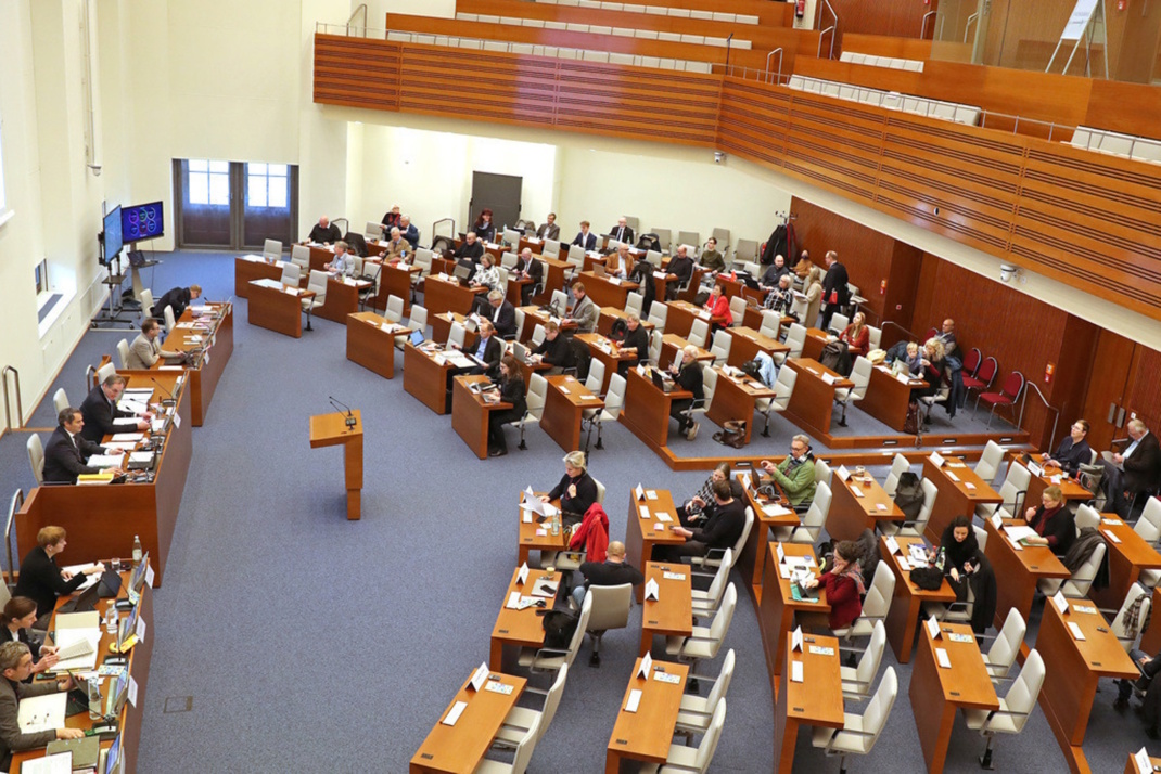 Leipziger Ratsversammlung aus höherer Position aufgenommen.