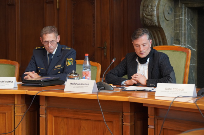 Michael Ruschitschka und Heiko Rosenthal bei der 44. Leipziger Sicherheitskonferenz. Foto: Yaro Allisat