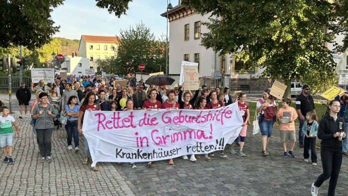 Rund 1000 Menschen demonstrierten für den Erhalt der Geburtshilfe in Grimma. Foto: privat
