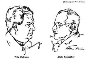 Historische Zeichnung zweier Männerköpfe.
