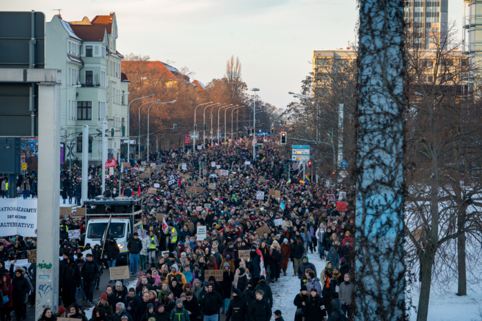 Demonstration in Halle am 20. Januar 2024. Foto: Ferdinand Uhl
