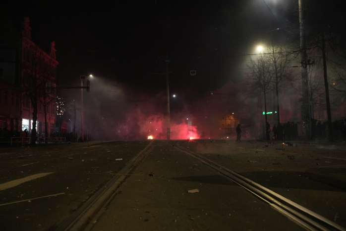 Silvester am Connewitzer Kreuz. Foto: Ferdinand Uhl