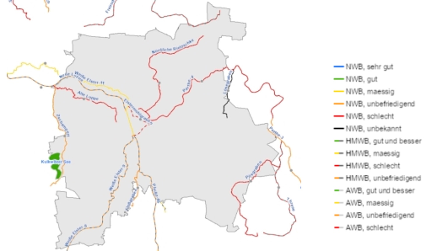 Die Wasserqualität der Leipziger Gewässer. Karte: Stadt Leipzig, Datenportal iDA, abgerufen am 4.12.2023