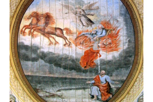 Deckengemälde, dieses zeigt die Himmelfahrt des Elia.
