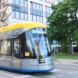 Straßenbahn der LVB unterwegs.