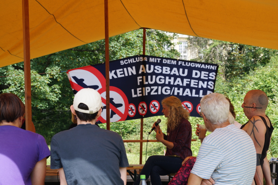Camp im Richard-Wagner-Hain gegen den Ausbau des Frachtlughafens Leipzig/Halle am 25./26. Mai 2024.