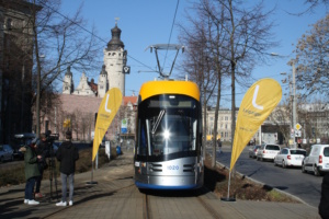 Preisgekrönte LVB-Straßenbahn. Foto: Ralf Julke