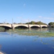 Die Zeppelinbrücke über das Elsterbecken.
