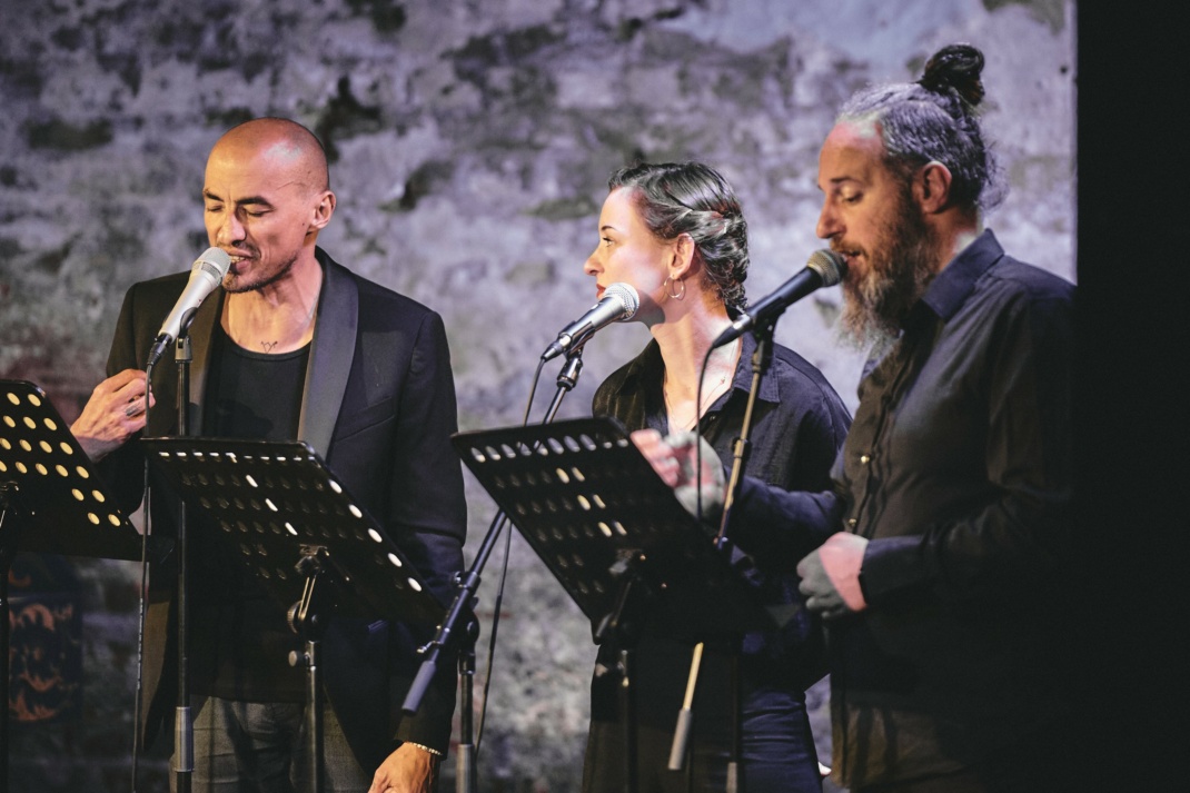 v.l.n.r. Mehdi Krüger (Lyon), Josephine von Blütenstaub (Leipzig), Simone Savogin (Como) in Leipzig April 2023